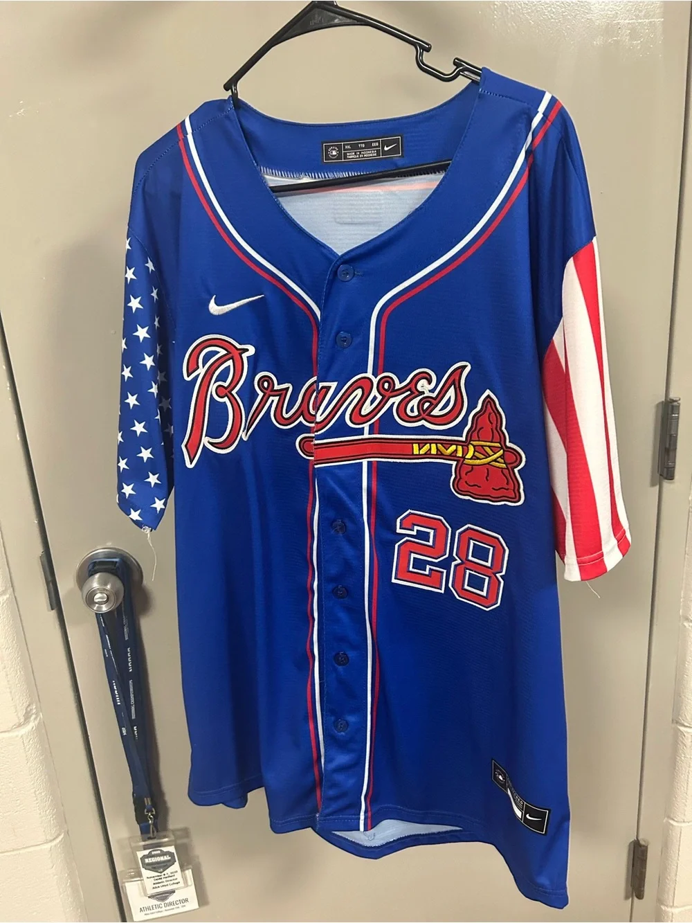 Nike Men’s Matt Olson Braves Royal Blue Patriotic Baseball Jersey - Like New